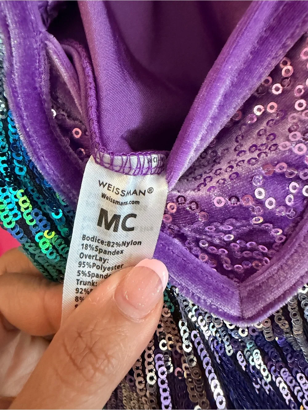 Weissman Purple Multicolor Sequin Dance Dress